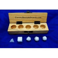White Aventurine 5 Pc Geometry Set With Wooden Box 